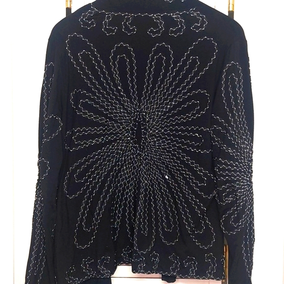 Christopher & Banks embroidered light Cardigan Black and White Large - Picture 3 of 12